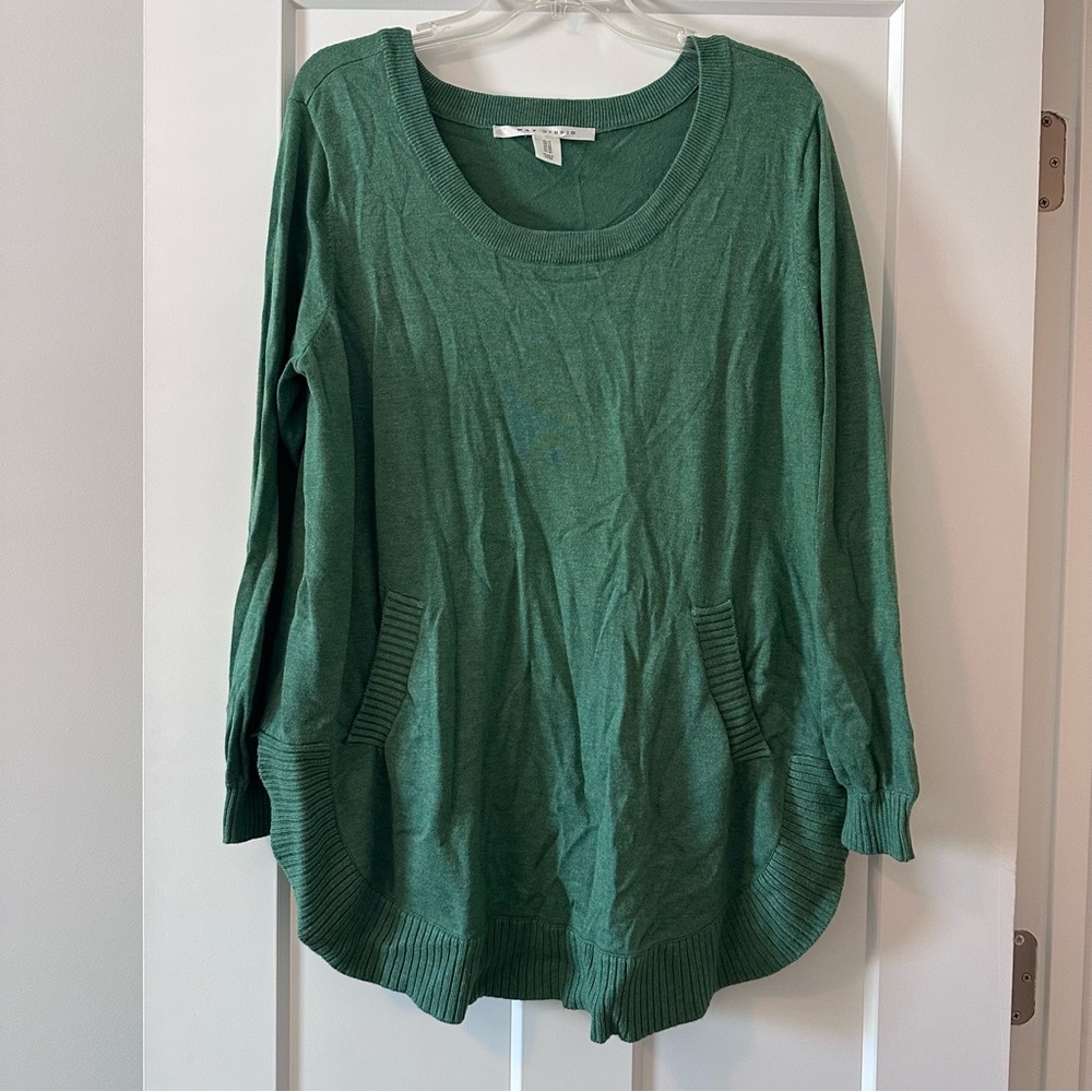 Max Studio Green Lightweight Tunic Sweater Size 1X